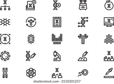 La colección de iconos genéticos es una Ilustración vectorial con trazo editable.