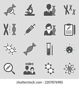 Genetische Symbole. Aufkleber-Design. Vektorgrafik.