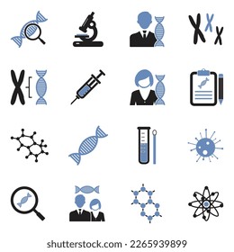Genetic Icons. Two Tone Flat Design. Vector Illustration.