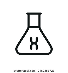 Genetic laboratory isolated icon, lab flask with dna gene symbol vector icon with editable stroke