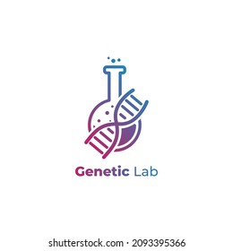 logotipo de laboratorio genético en color rojo degradado azul