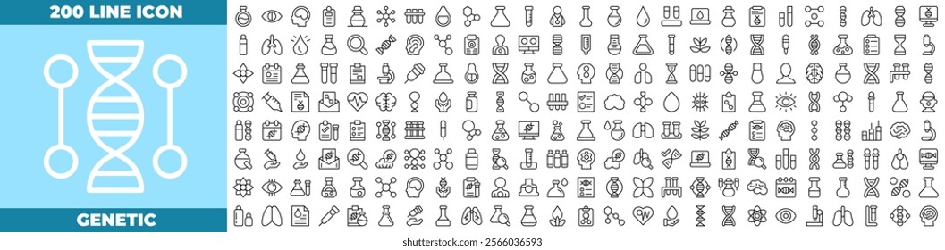 Genetic Line Editable Icons set. Vector illustration in modern thin line style of genetic icons: Containing DNA, gene, chromosomes, heredity, genome, genetic, etc