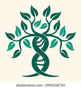 Genetic logo. DNA leaf root tree, for medical and health.