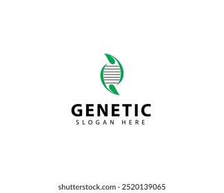 Icono del logotipo genético con el concepto de la hoja para la ciencia, biotecnología