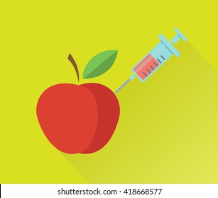 Genetic modification of apple concept. Vector illustration