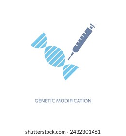 Symbol für die Zeile des Genmodifikationskonzepts. Einfache Elementdarstellung. Konzept der genetischen Modifikation Entwurf der Symbole.
