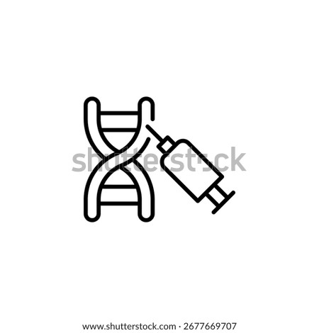 Genetic Modification Depicted Through Minimalist DNA Strand And Syringe Illustration