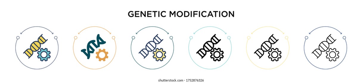 Genetic modification icon in filled, thin line, outline and stroke style. Vector illustration of two colored and black genetic modification vector icons designs can be used for mobile, ui, web