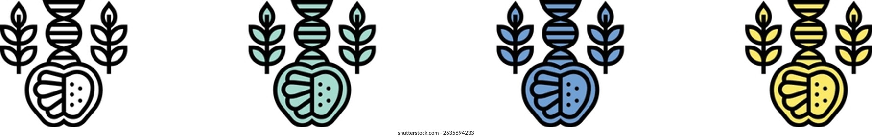 genetic modification icon. Outline, Green, Blue and Yellow Style Design Isolated On White Background