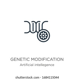 Genetic modification icon. Thin linear genetic modification outline icon isolated on white background from artificial intellegence and future technology collection. Line vector sign, symbol for web 