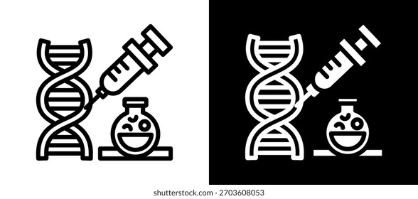 Icono de modificación genética whiteblack Ilustración vectorial