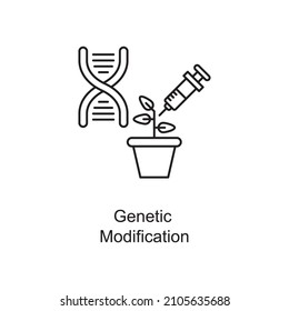 Genetic Modification vector Outline Icon Design illustration. Educational Technology Symbol on White background EPS 10 File