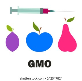 Genetic modified fruits - vector concept