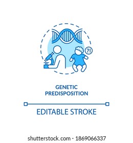 Genetic predisposition concept icon. Chronic fatigue risk inheriting idea thin line illustration. Physical and psychosocial stress. Vector isolated outline RGB color drawing. Editable stroke