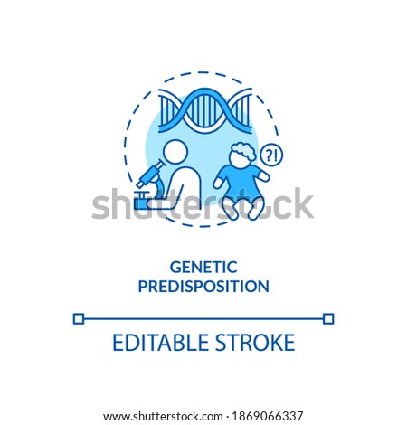 Genetic predisposition concept icon. Chronic fatigue risk inheriting idea thin line illustration. Physical and psychosocial stress. Vector isolated outline RGB color drawing. Editable stroke