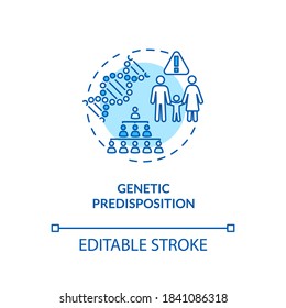 Genetic Predisposition Concept Icon. Melanoma Risk Factors. Genomes Mutation. Genetic Susceptibility Idea Thin Line Illustration. Vector Isolated Outline RGB Color Drawing. Editable Stroke