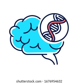 Genetic predisposition dementia line color icon. The disease is inherited. Sign for web page, mobile app, button, logo. Editable stroke.