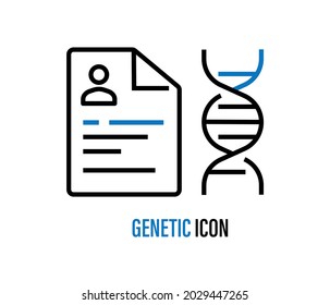 Genetic Research Icon. DNA Double Helix Icon With Editable Stroke And Pixel Perfect.
