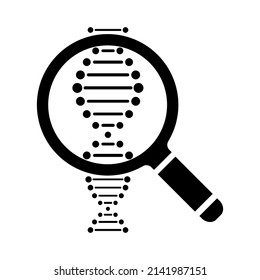 Genetic Research Icon. Magnifying Glass And DNA Double Helix . Vector Illustration