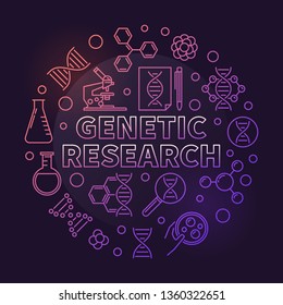 Genetic Research vector circular biology colorful outline illustration on dark background