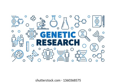 Genetic Research vector concept outline horizontal banner or illustration