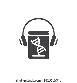 Genetic science e-book vector icon. filled flat sign for mobile concept and web design. Biology lesson audio book glyph icon. E-learning symbol, logo illustration. Vector graphics