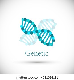 Genetic symbol DNA. Logo concept of genetic research, medical laboratory. Isolated on white background. Vector
