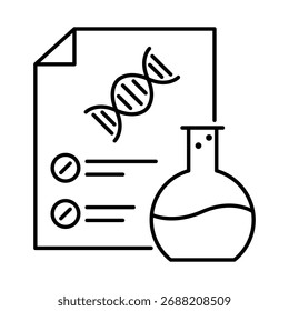 Icono de pruebas genéticas, análisis de ADN, detección genética, Identificación de riesgos para la salud, investigación genética y servicios de pruebas de ADN. Ilustración vectorial.