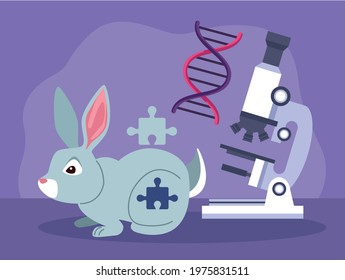 genetic testing lab with rabbit