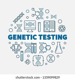 Genetic Testing vector round concept illustration in thin line style