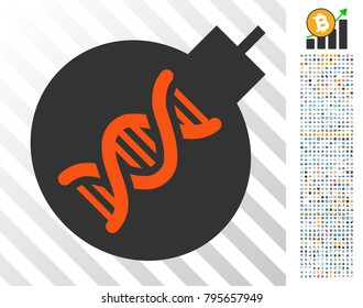 Genetic Weapon icon with 700 bonus bitcoin mining and blockchain icons. Vector illustration style is flat iconic symbols design for cryptocurrency websites.