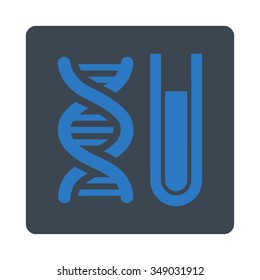 Genetical Analysis vector icon. Style is flat rounded square button, smooth blue colors, white background.