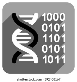 Genetical Code long shadow vector icon. Style is a flat genetical code iconic symbol on a gray square background.