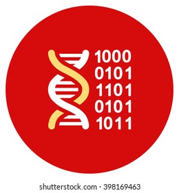 Genetical Code vector icon. Image style is a flat light icon symbol on a round red button