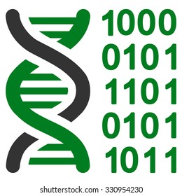 Genetical Code vector icon. Style is bicolor flat symbol, green and gray colors, rounded angles, white background.