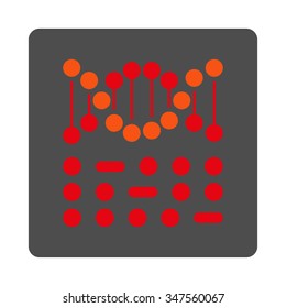 Genetical Code vector icon. Style is flat rounded square silver button with red symbol, white background.