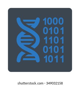 Genetical Code vector icon. Style is flat rounded square button, smooth blue colors, white background.