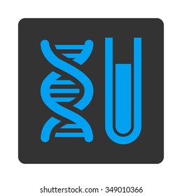 Genetical Test vector icon. Style is flat rounded square button, blue and gray colors, white background.