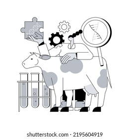 Genetically modified animals abstract concept vector illustration. Genetically modified food, animal gene experiment, dna engineering industry, disease resistant livestock abstract metaphor.