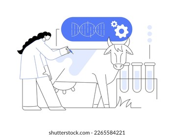 Genetically modified animals abstract concept vector illustration. Genetically modified food, animal gene experiment, dna engineering industry, disease resistant livestock abstract metaphor.