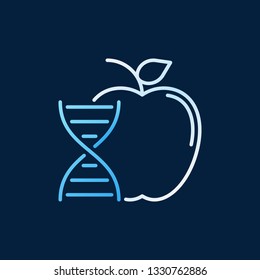 Genetically Modified Apple colored line icon. Vector Apple with DNA concept symbol in outline style on dark background