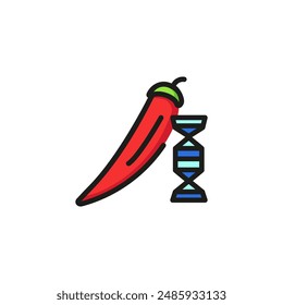 Genetically modified chili pepper line icon. Spice, helix, spiral. 
Innovation concept. Vector illustration can be used for topics like genetic modification, food, discovery