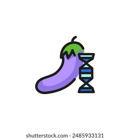 Genetically modified eggplant line icon. Vegetable, genetics, nutrition. Harvest concept. Vector illustration can be used for topics like genetical modification, agriculture, food