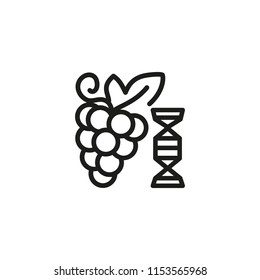 Genetically modified grape line icon. Fruit, genome, market. Selection concept. Vector illustration can be used for topics like vineyard, farming, biotechnology