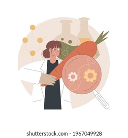 Ilustración vectorial de concepto abstracto de organismos modificados genéticamente. Alimentos modificados genéticamente, organismos transgénicos, modificación genética, ingeniería molecular, metáfora abstracta a nivel de OMG.