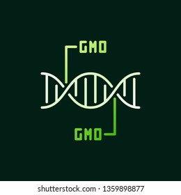 Genetically Modified Organism DNA vector outline icon or design element on dark background