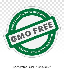 icono plano de la etiqueta de empaque alimentario sin OMG/sin OMG del organismo modificado genéticamente (OMG).