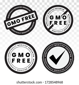 genetically modified organism (GMO ) free / non GMO food packaging sticker label flat icon.