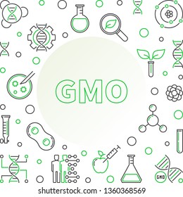 Genetically Modified Organism linear frame. GMO outline vector concept illustration