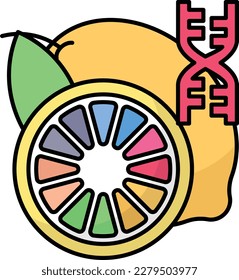 Genetically modified organisms Concept, Lemon with Gene DNA Vector Icon Design, Smart farming symbol, e-agriculture Sign, digital agricultural revolution stock illustration